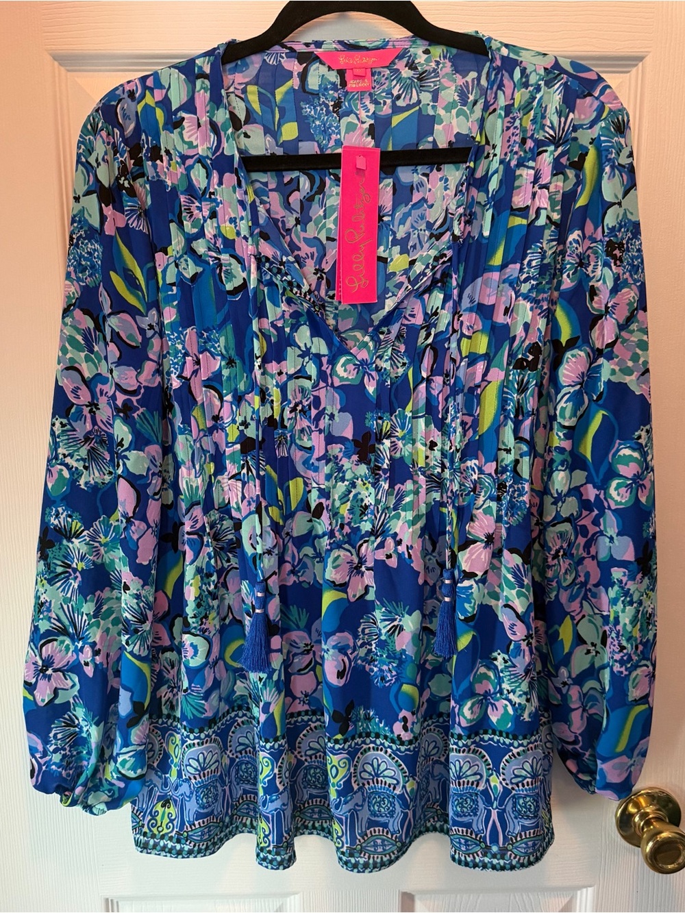 NWT Lilly Pulitzer Marilina Long Sleeve Tunic BLUE GROTTO TWILIGHT TROPICS